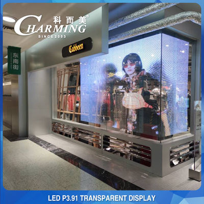 실내 1920-3840Hz 광고를 위한 투명한 LED 영상 벽 유리제 스크린