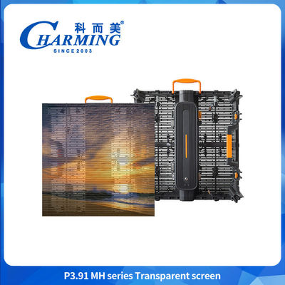 풀 컬러 3D P3.91MH 시리즈 투명 화면 초 얇은 방수 LED 벽 화면