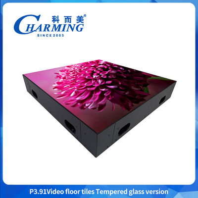 4K 웨딩 댄스 플로어 SMD1921 P3.91 LED 3D 인터랙티브 효과 Gob Craft 빛나는 RGB 풀 컬러 유리 재료 LED 비디오 플로어 타일