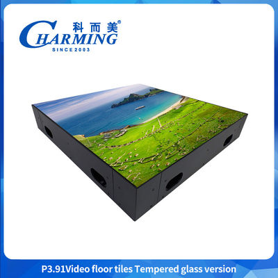 50x50CM LED 댄스 플로어 P3.91 비디오 플로어 타일 템퍼드 글라스 버전