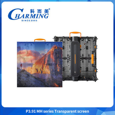 높은 밝기 P3.91 500*500mm 방수 외부 투명 LED 디스플레이 캐비닛