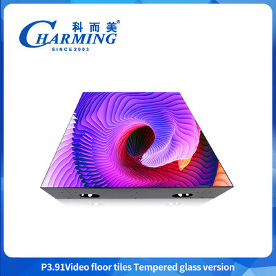 강한 유리 GOB 타입 P3.91 LED 방수 디자인 LED 비디오 바닥 타일 높은 밝기 LED 비디오 바닥 타일
