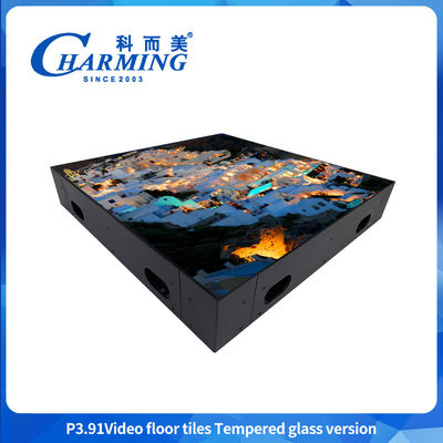 50x50CM LED 댄스 플로어 P3.91 비디오 플로어 타일 템퍼드 글라스 버전